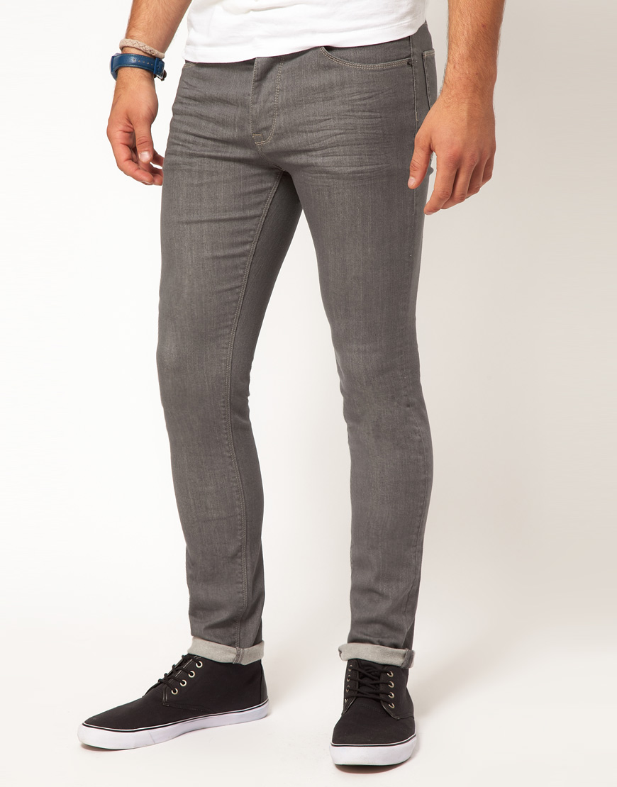 Asos Super Skinny Jeans In Gray For Men Lyst 8104