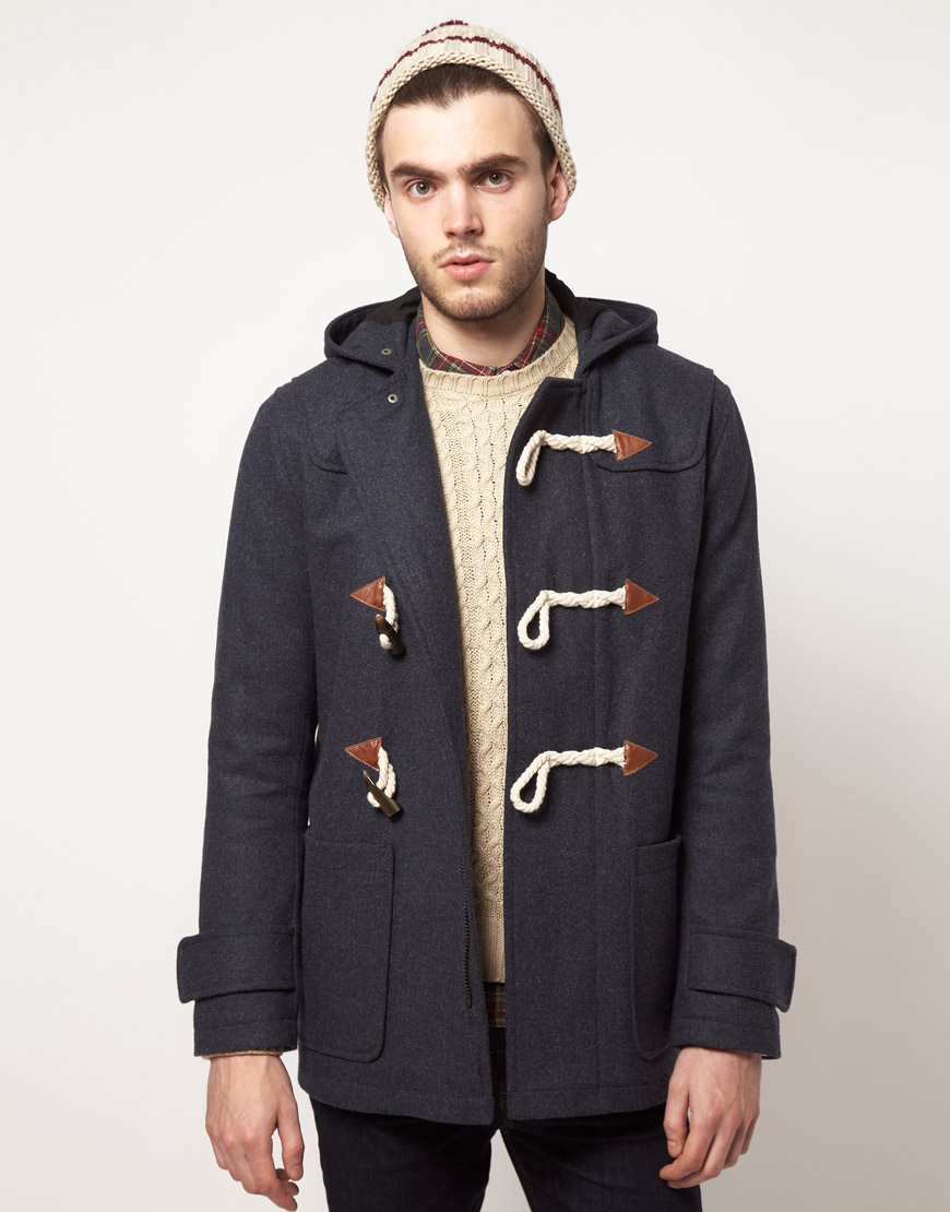 Lyst - Asos Asos Duffle Coat in Blue for Men