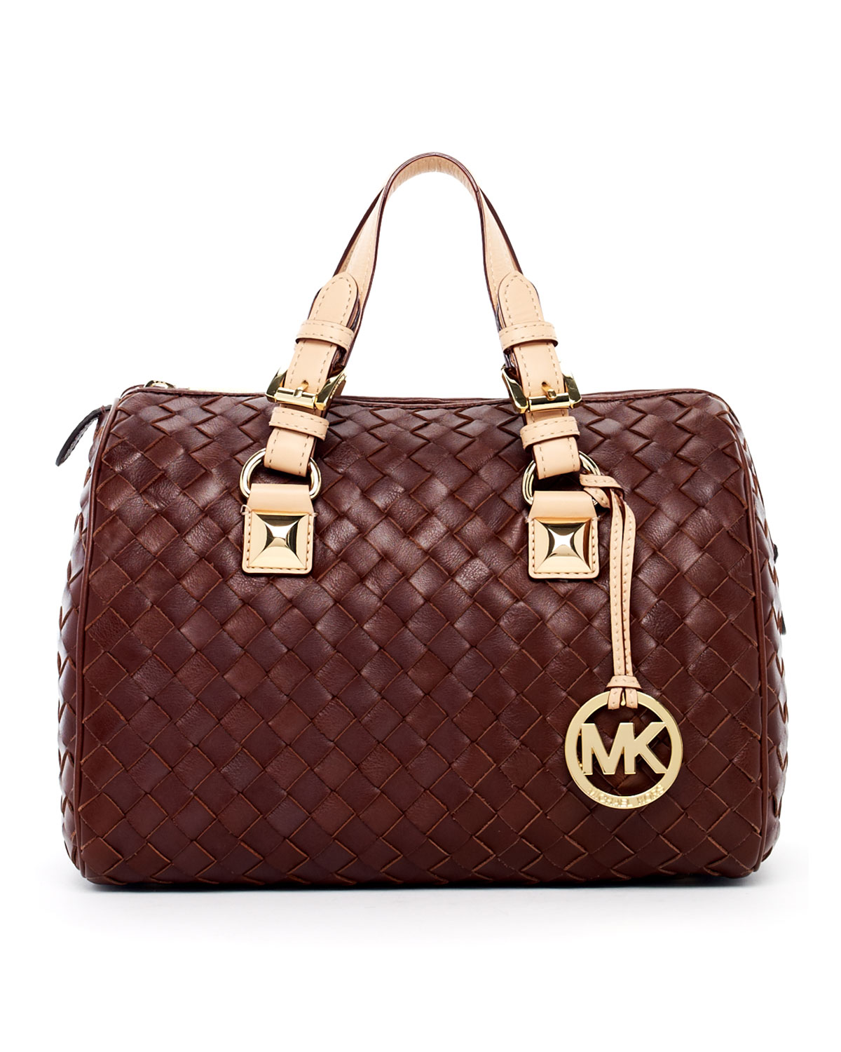 Lyst - Michael michael kors Grayson Woven Medium Satchel in Brown