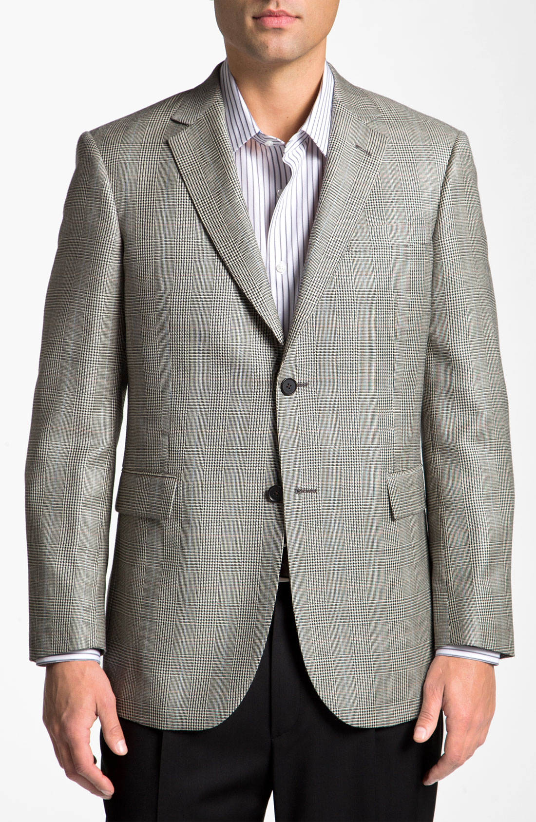 John W. Nordstrom® Plaid Sportcoat in Black for Men (black/ white plaid ...