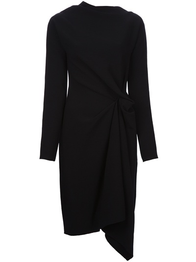 Lyst - Lanvin Draped Asymmetric Dress in Black