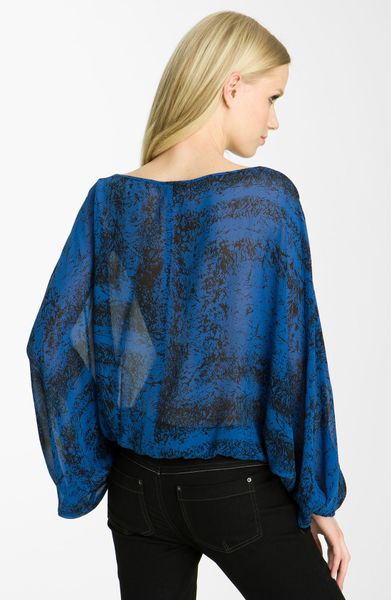 Rachel Zoe Bianca Dolman Sleeve Silk Blouse in Blue (cobalt/ black) | Lyst