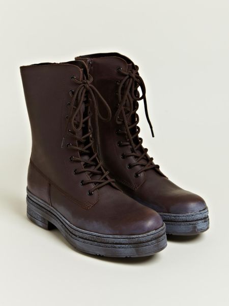 Yohji Yamamoto Mens Leather Engineer Boots in Brown for Men | Lyst