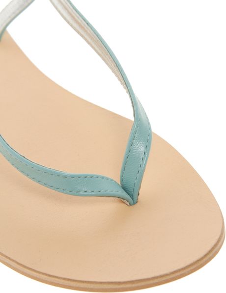 Asos Asos Finish Leather Flat Sandals in Blue (mint) | Lyst