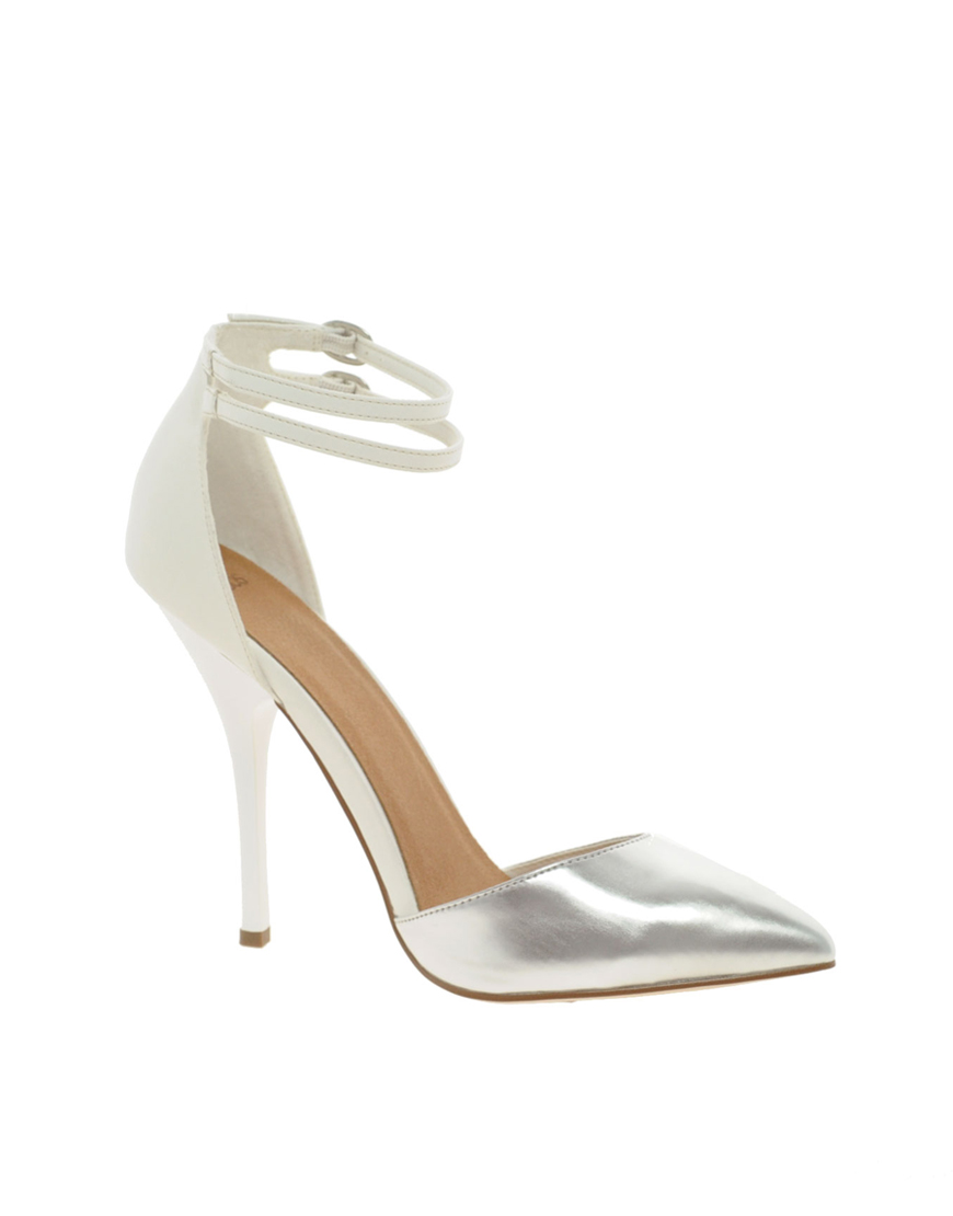 white pointed high heels