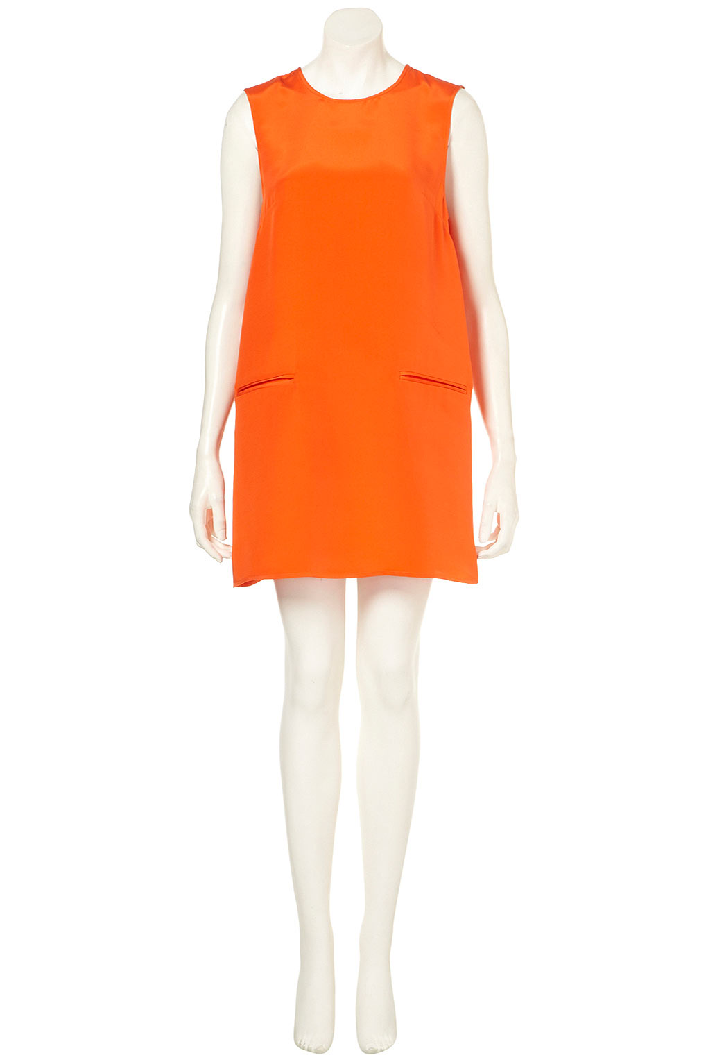 Lyst - Topshop Silk Pocket Shift Dress in Orange