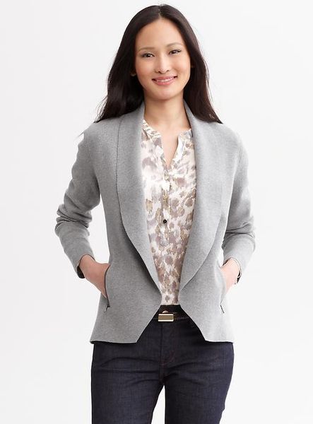 Banana Republic Zip Pocket Sweater Jacket in Gray (construction grey ...