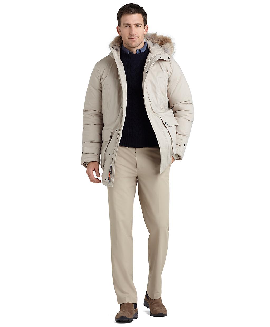 Lyst - Brooks Brothers Prosport Cotton Nylon Parka Jacket in Natural ...