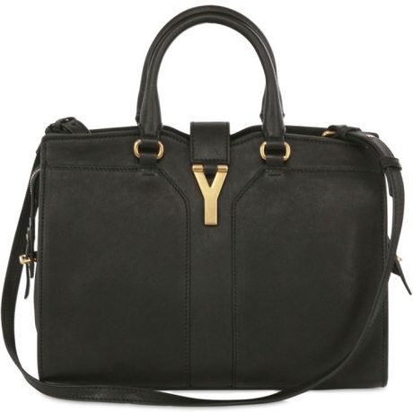 Saint Laurent Mini Cabas Chyc Leather Shoulder Bag in Black | Lyst