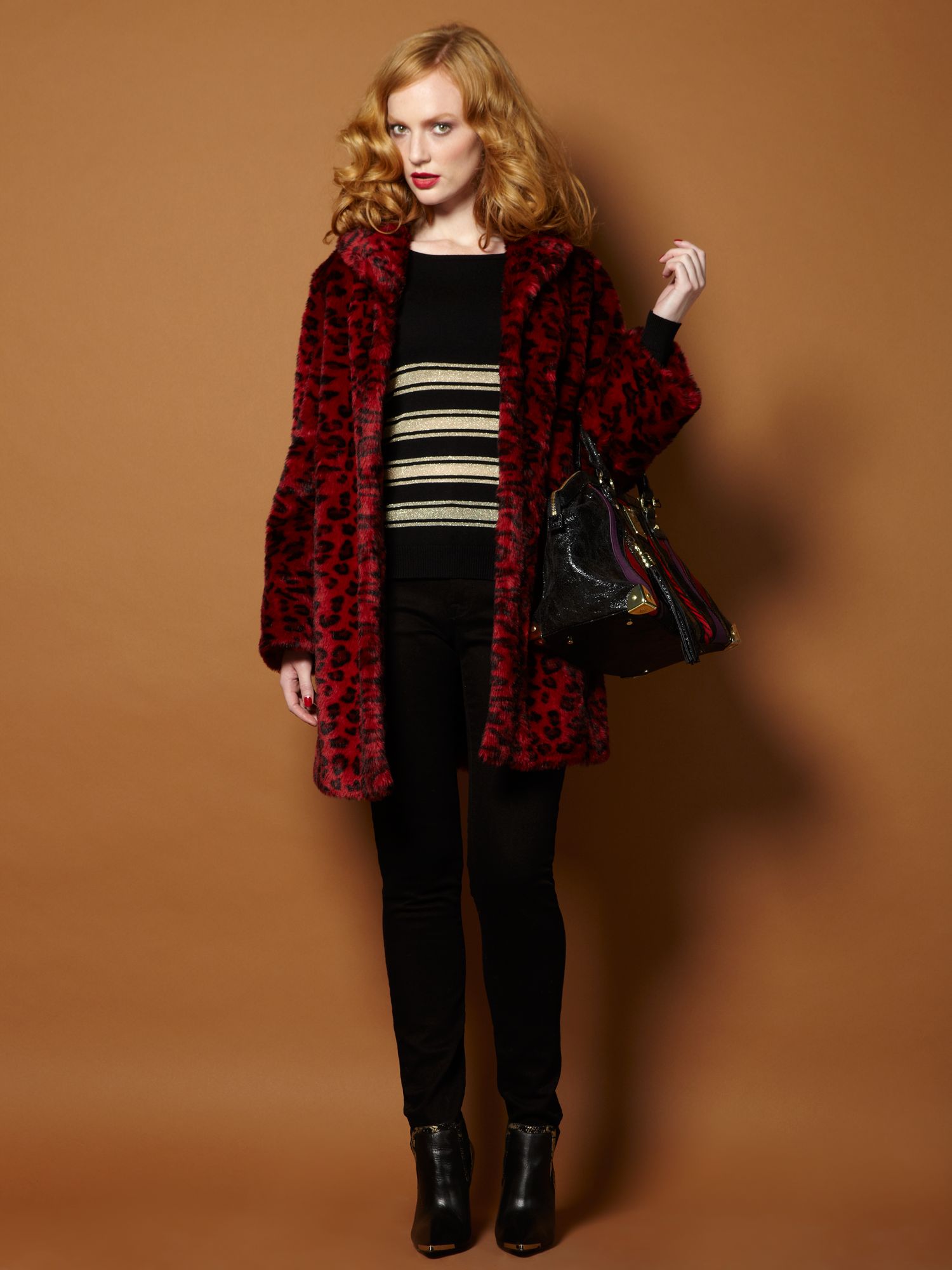 Biba Leopard Portobello Fur Coat in Red Lyst