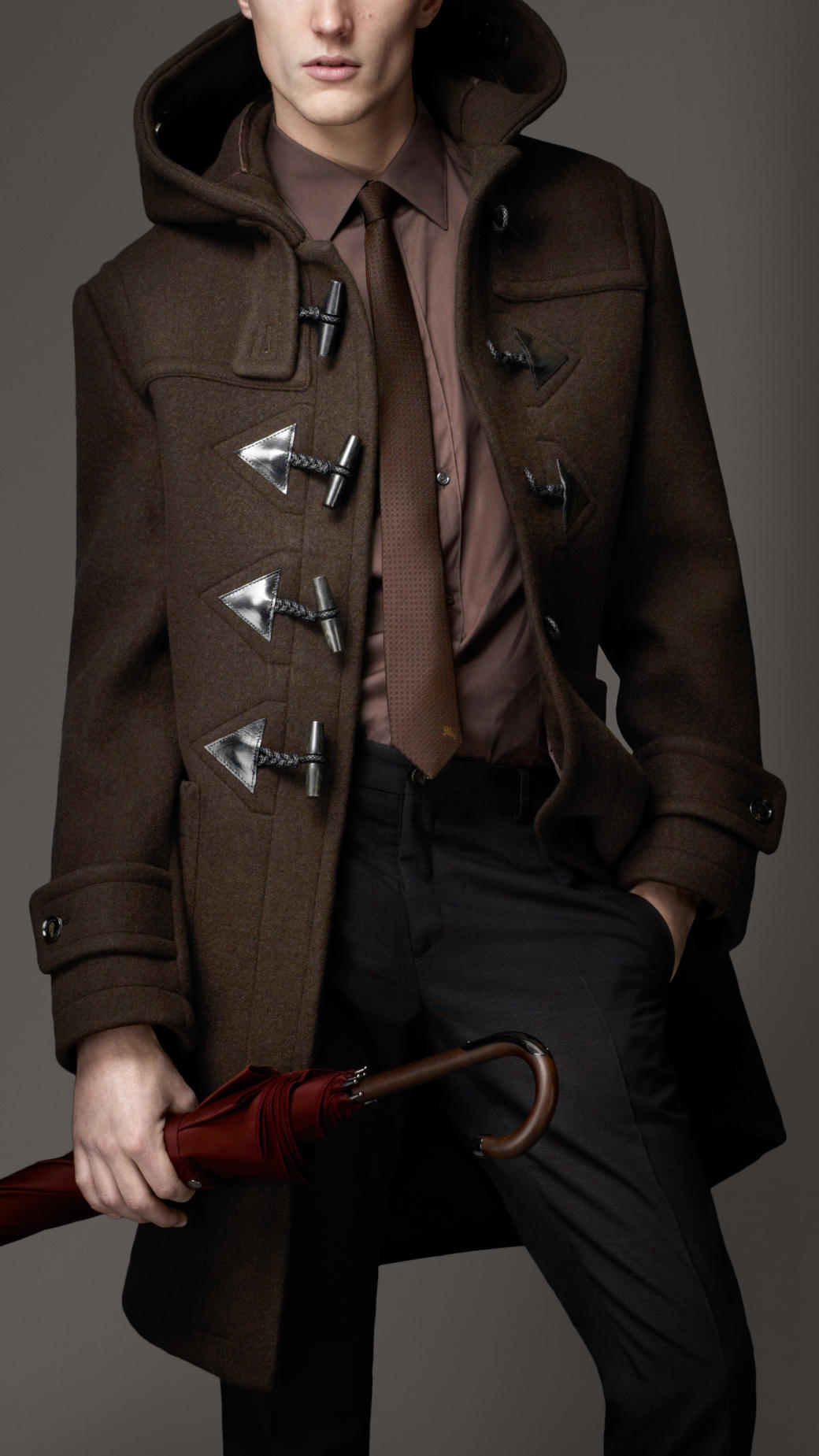 Burberry Heritage Wool Duffle Coat in Brown for Men | Lyst