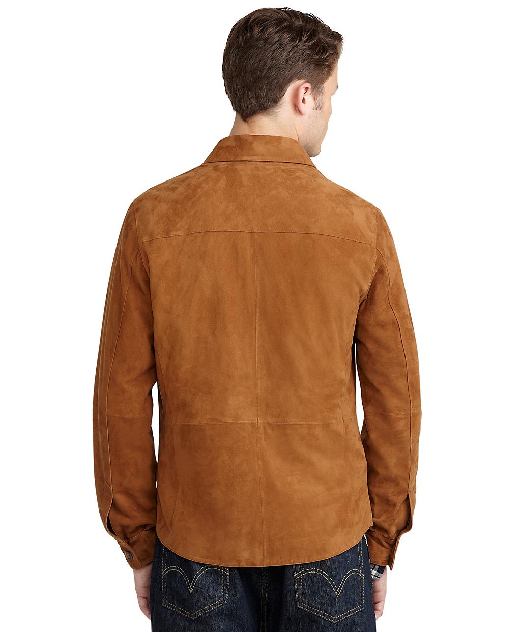 Brooks brothers Suede Shirt Jacket in Brown for Men | Lyst