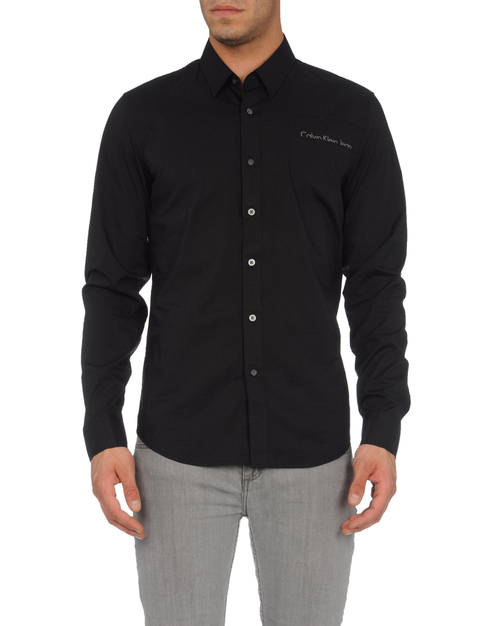 Calvin Klein Jeans Long Sleeve Shirt in Black for Men | Lyst