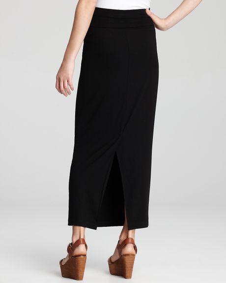 Eileen Fisher Foldover Maxi Straight Skirt in Black | Lyst