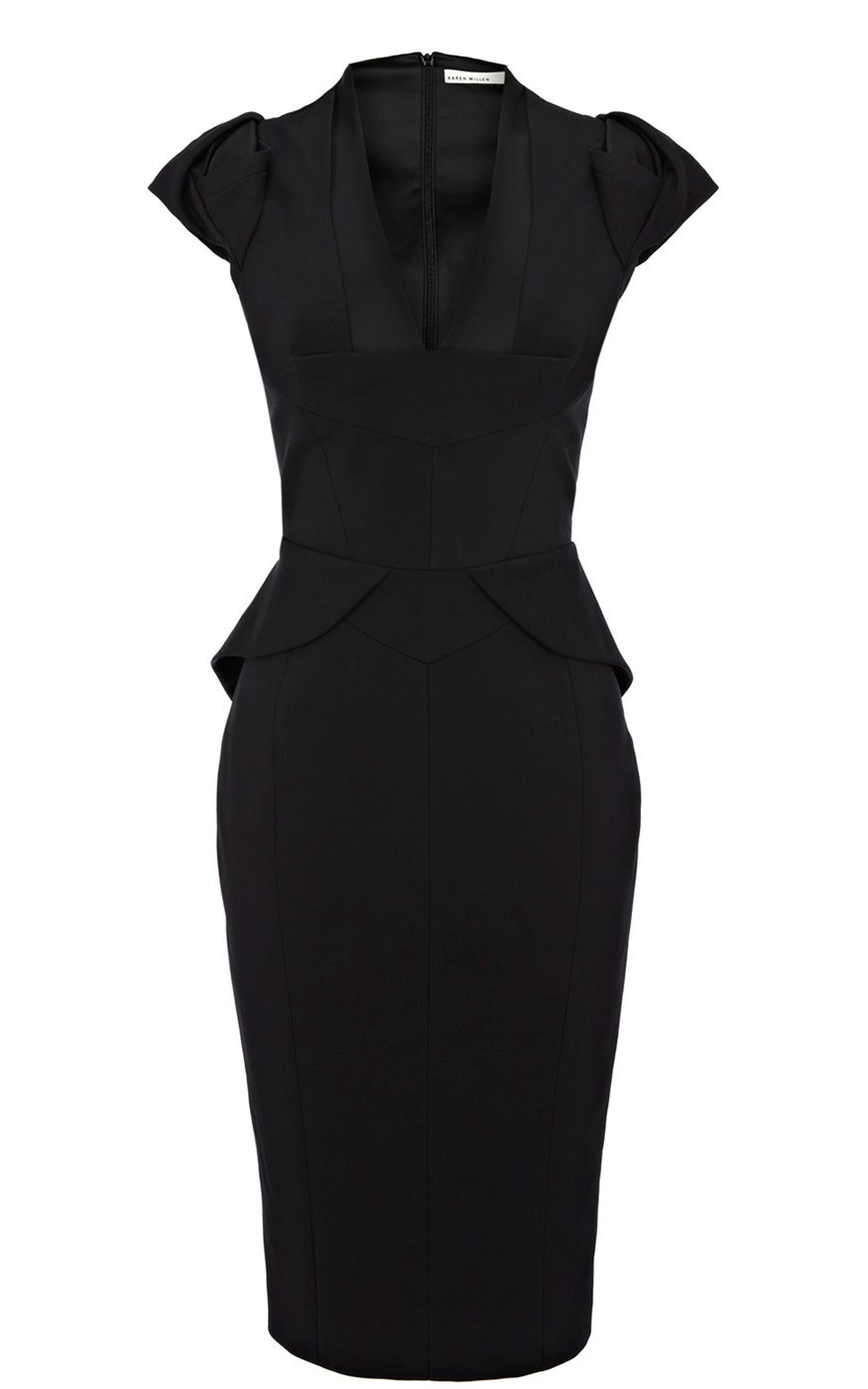 Karen millen Sculptural Peplum Collec in Black | Lyst