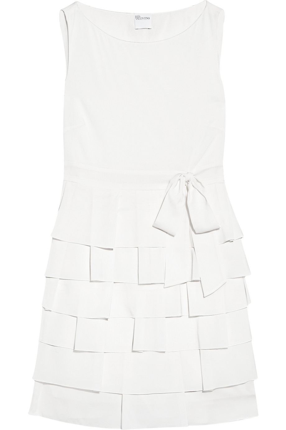 Red valentino Ruffled Crepe Dress in White | Lyst