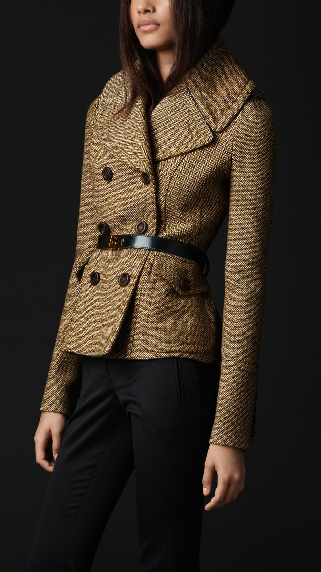 Lyst - Burberry prorsum Oversize Collar Wool Jacket in Brown