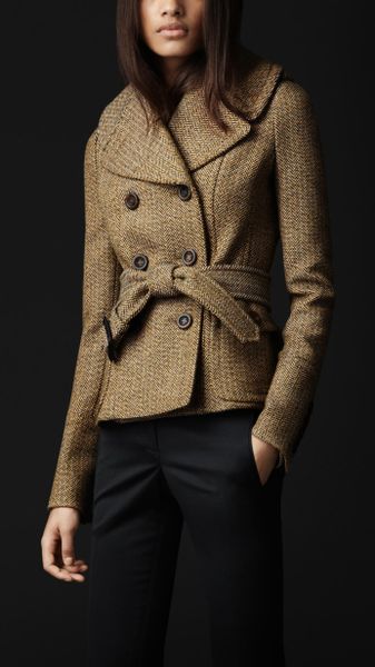 Burberry Prorsum Oversize Collar Wool Jacket in Brown (chartreuse ...