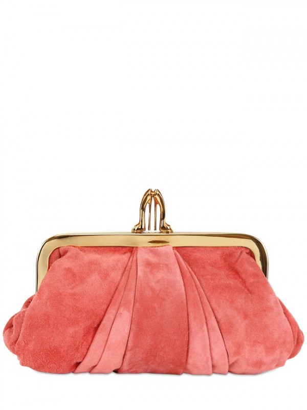 Lyst - Christian Louboutin Mini Loubi Suede Clutch in Pink