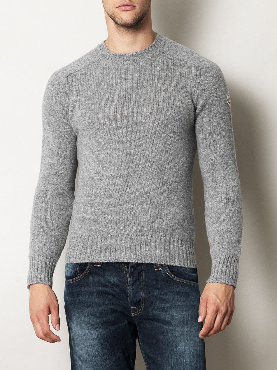 Moncler Shetland Crewneck Sweater in Gray for Men (grey) | Lyst