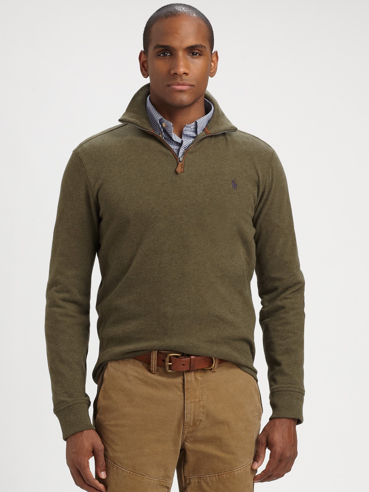 Lyst - Polo Ralph Lauren Sueded Jersey Halfzip Pullover in Green for Men