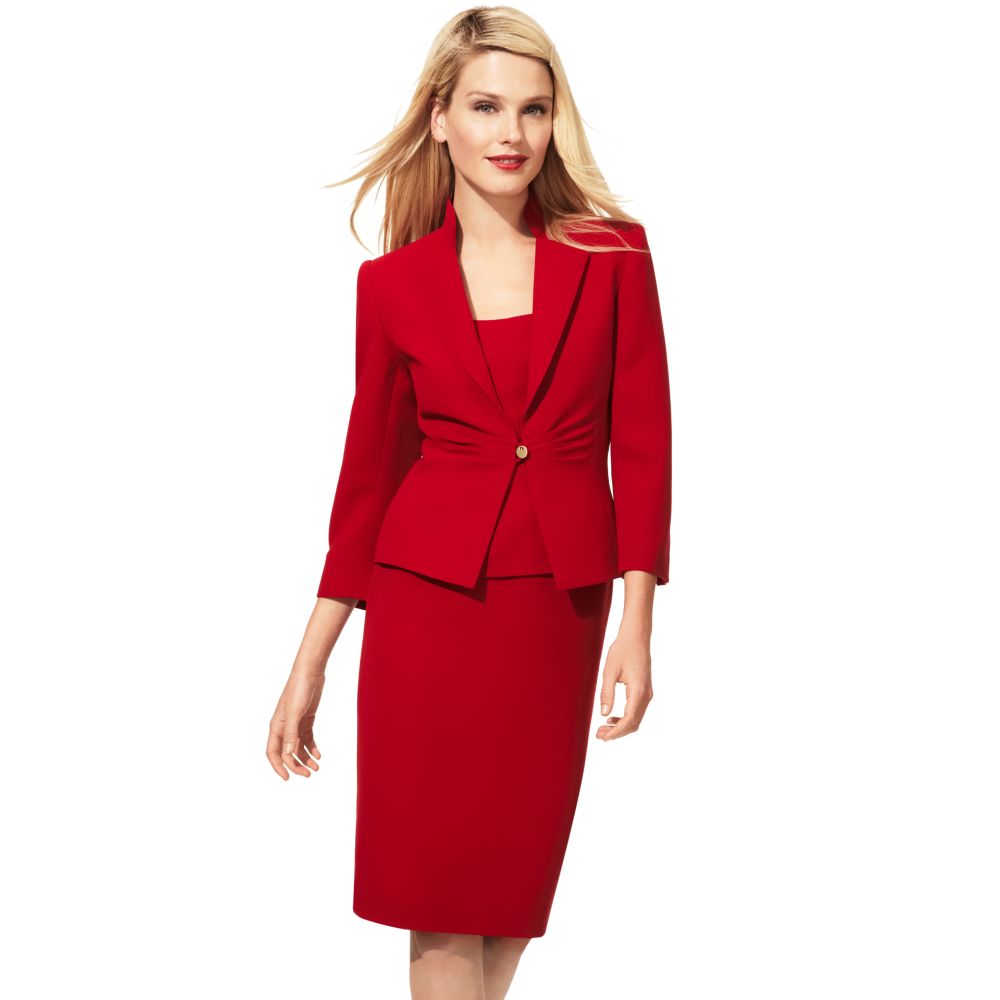 Lyst - Tahari By Asl Suit Three-quarter-sleeve Jacket Shell Pencil ...