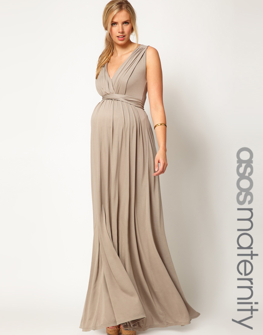 Lyst - Asos Maxi Dress in Grecian Drape in Natural