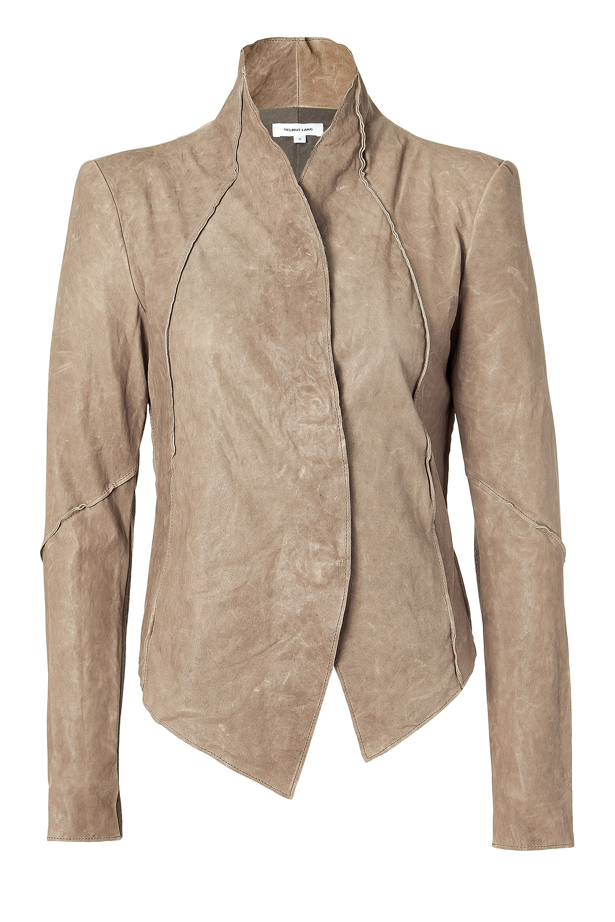 Lyst Helmut Lang Stone Grey Asymmetric Leather Jacket In Brown Gallery