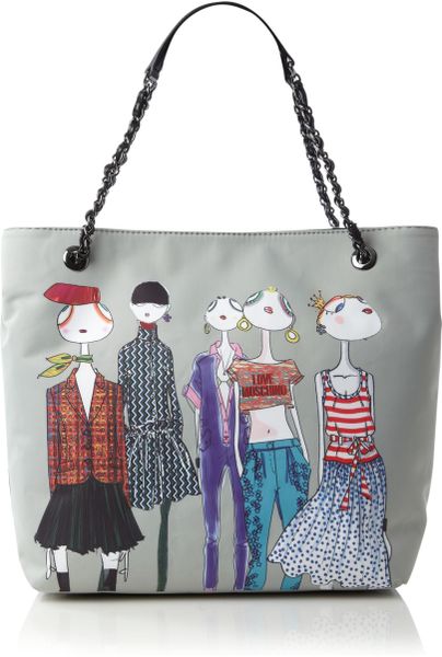 Love Moschino Charming Ladies Tote Bag in Gray (multi-coloured) | Lyst