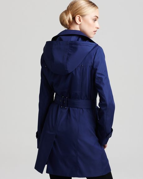 Marc New York Asymmetric Zip Belted Trench Coat in Blue (marine blue ...