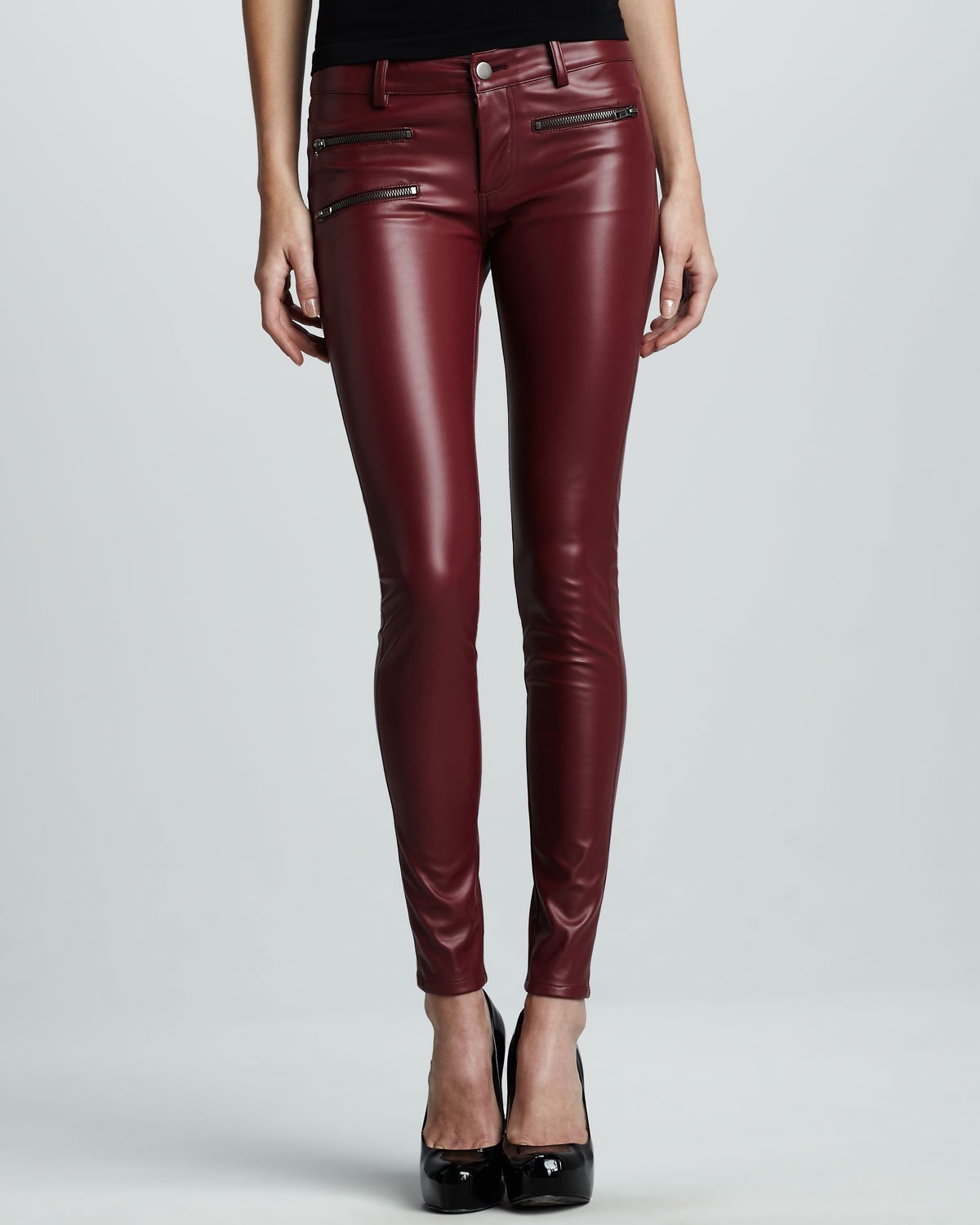 Parker Faux leather Pants Burgundy in Red (wine) | Lyst