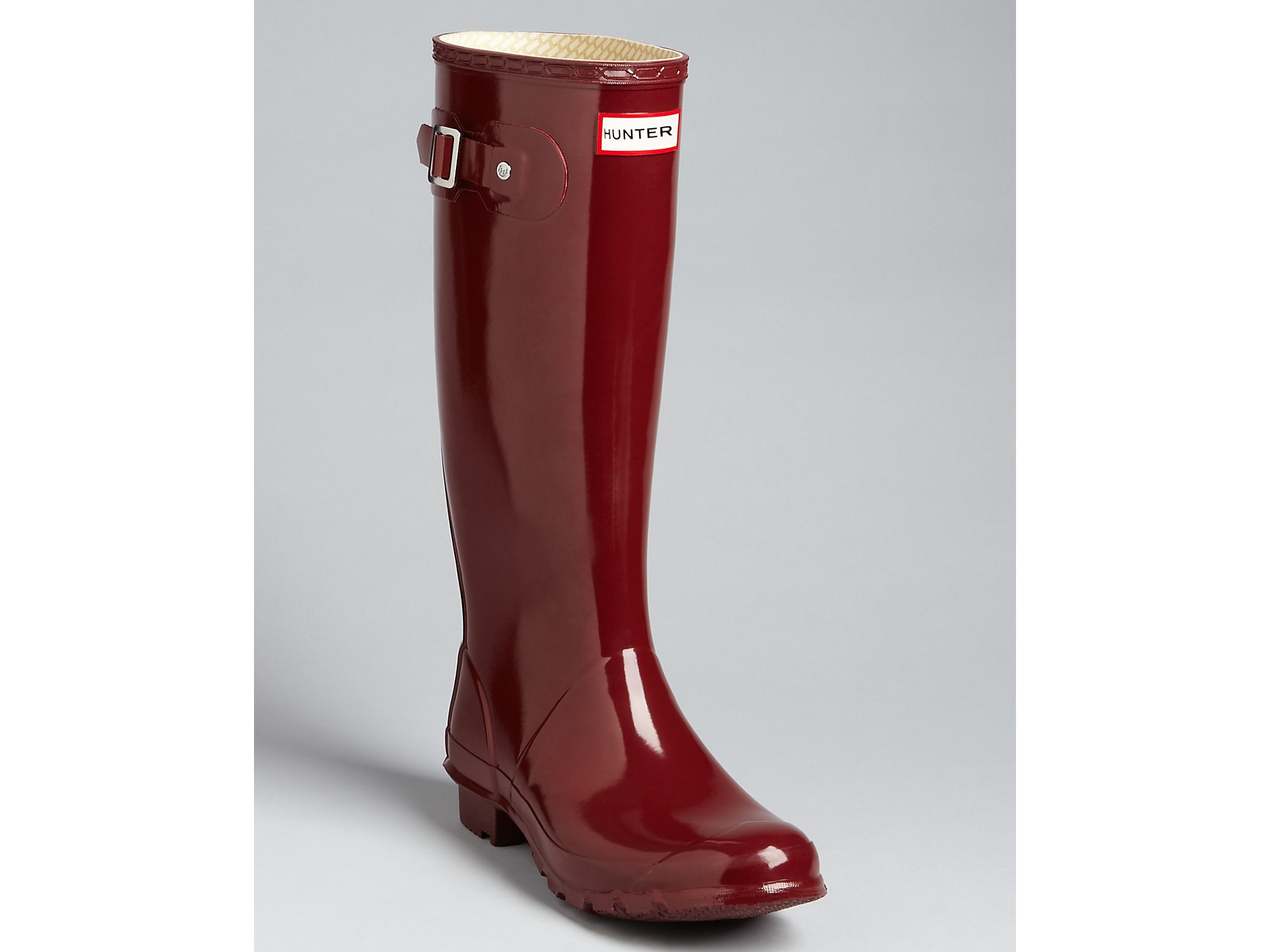 Hunter Huntress Extended Calf Glossy Rain Boots in Red (merlot) | Lyst