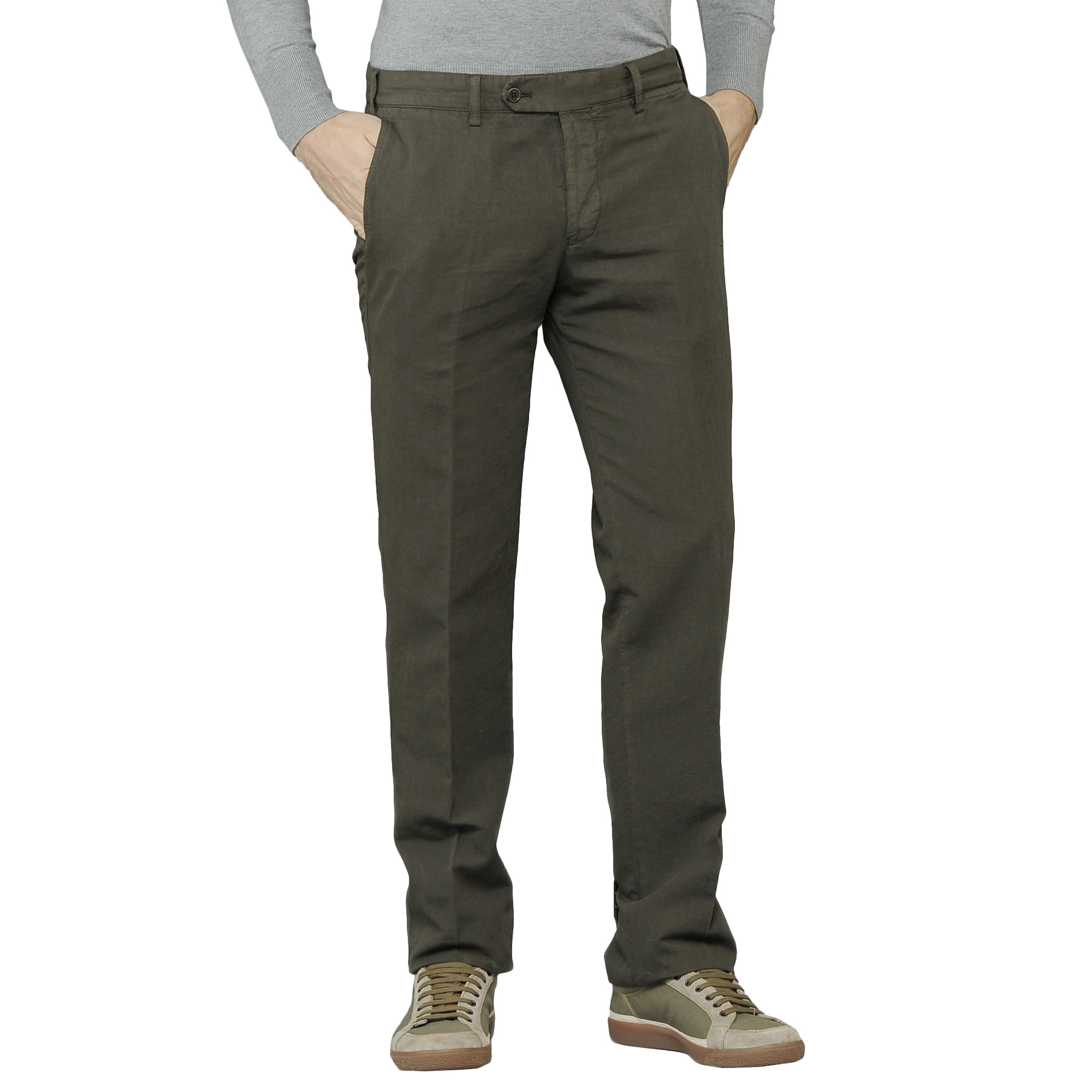 Aspesi Cotton Flat Slack Style Herman Pants in Gray for Men (natural ...