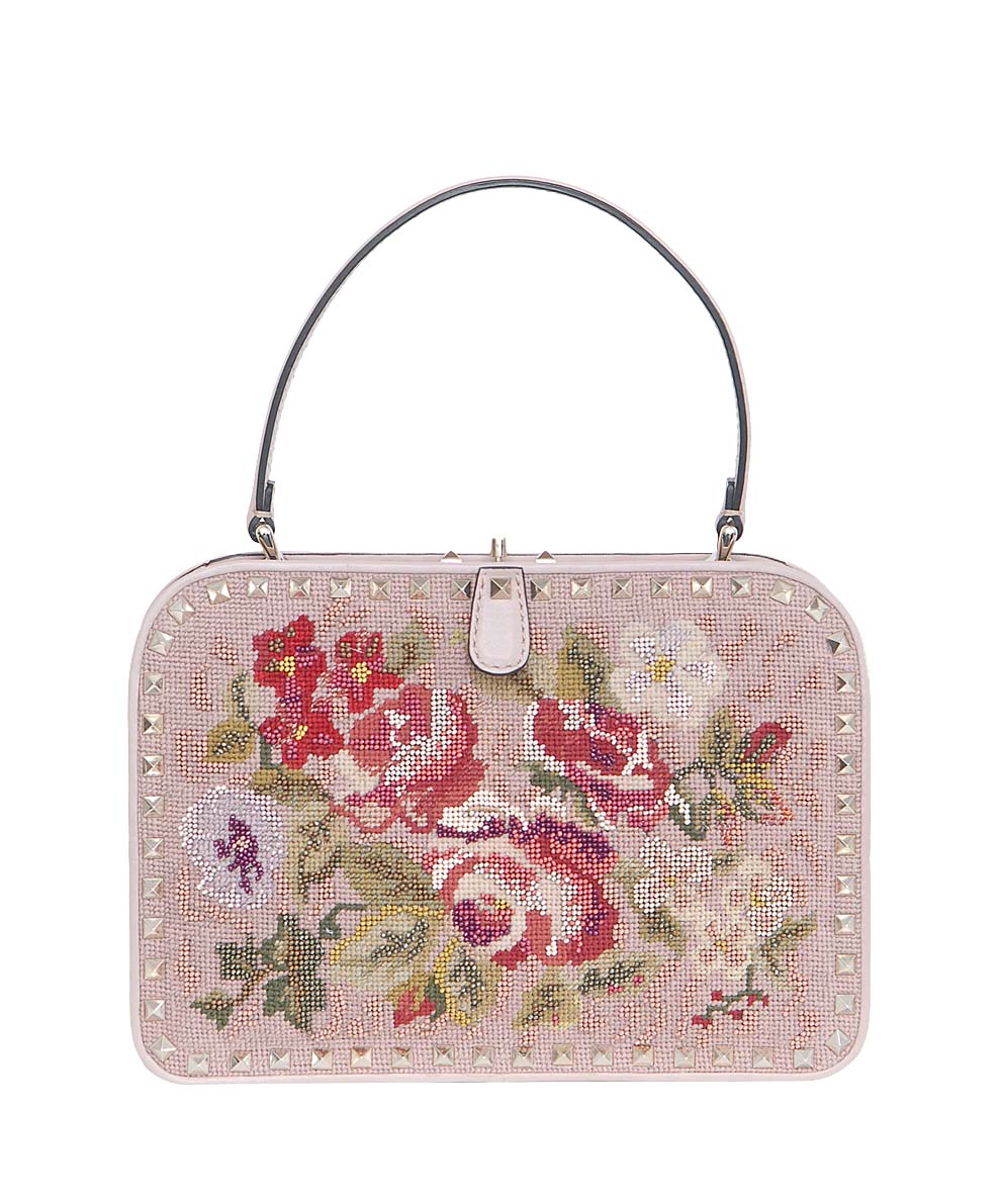 Valentino Embroidered Rock Stud Bag in Pink | Lyst