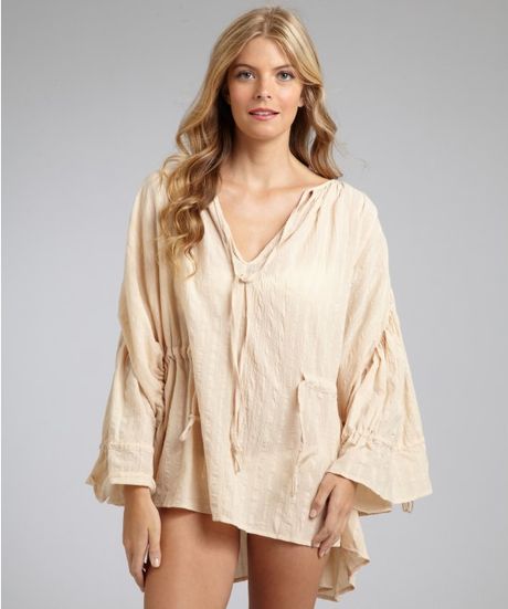 Brette Sandler Swimwear Yogurt Cotton Margo Tunic Swim Coverup in Beige ...