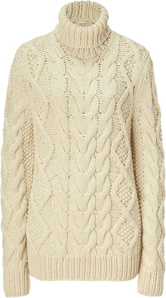 Michael Kors Ecru Cable Knit Sweater in Beige (multi) | Lyst