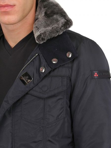 Peuterey Nylon Down Jacket with Shearling Collar in Blue for Men (navy ...