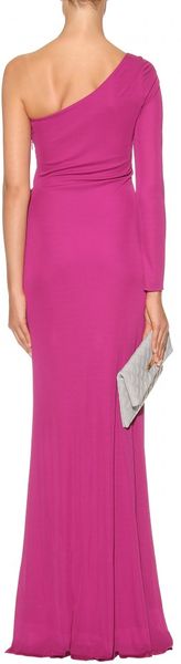 Roberto Cavalli One Shoulder Long Sleeve Evening Gown in Pink (magenta ...