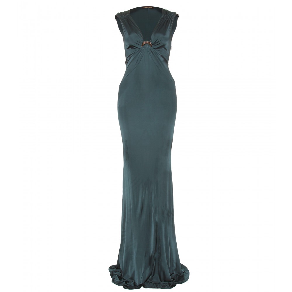 Roberto Cavalli Gown with Brooch in Blue (teal) | Lyst