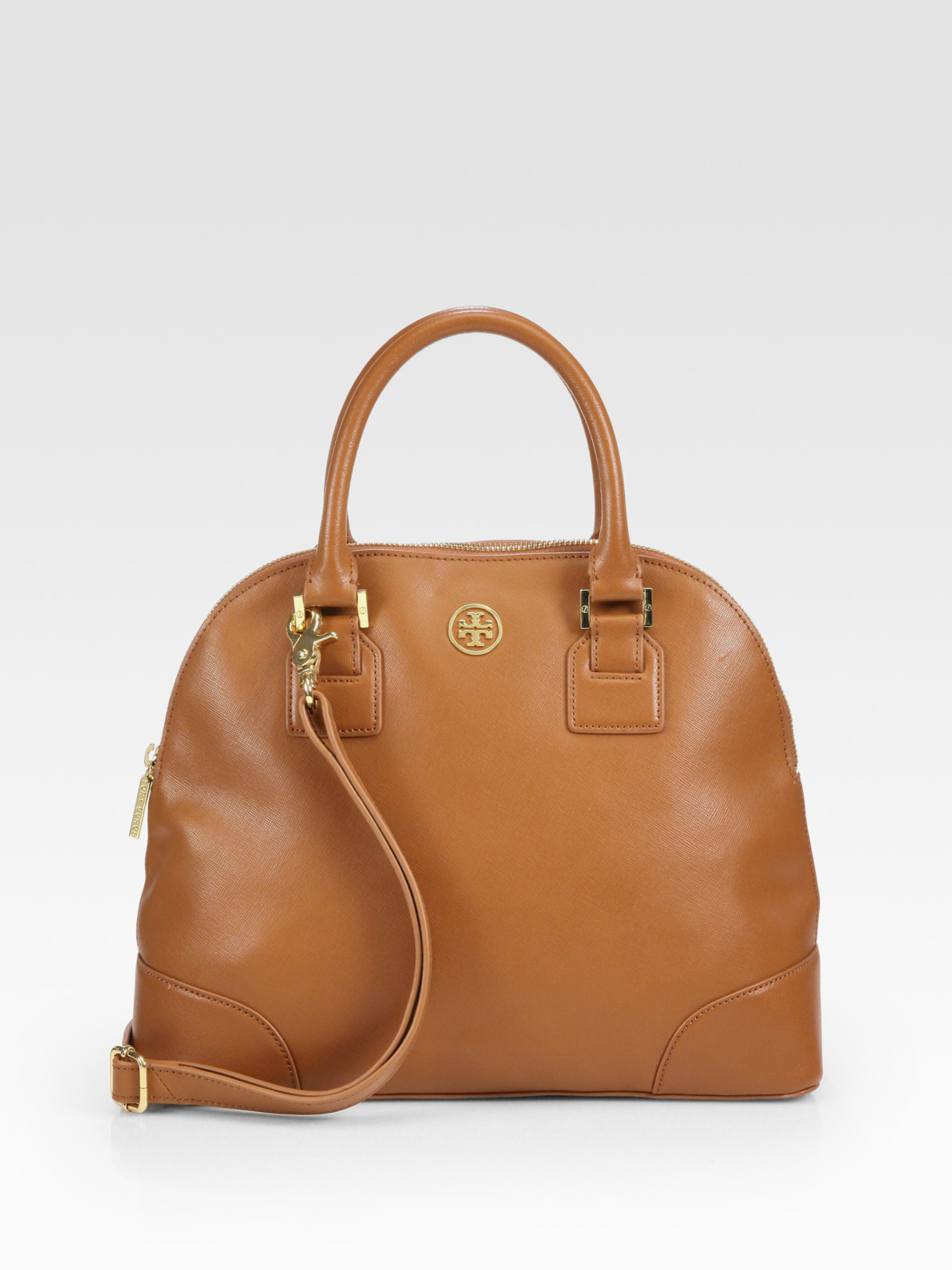 Tory Burch Robinson Small Dome Satchel in Brown (luggage) | Lyst
