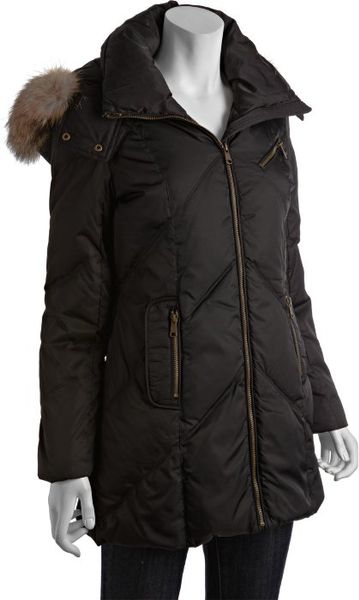 Andrew Marc Black Down Filled Real Coyote Fur Trim Hooded Embrace Coat ...