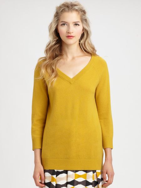 Kate Spade Merino Wool Cashmere Drew Sweater in Yellow (dijon) | Lyst