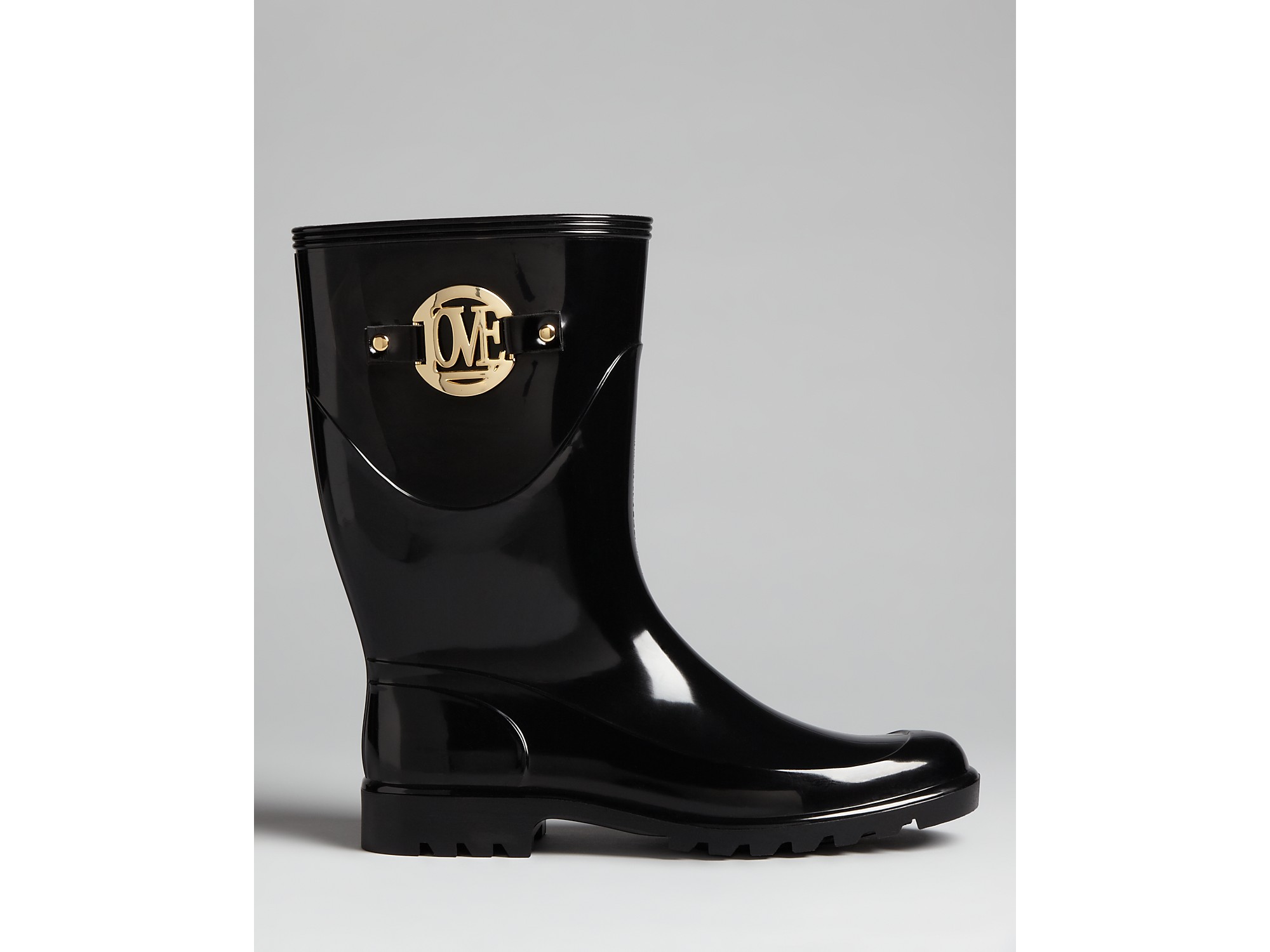Lyst Love Moschino Rain Boots Love Short in Black