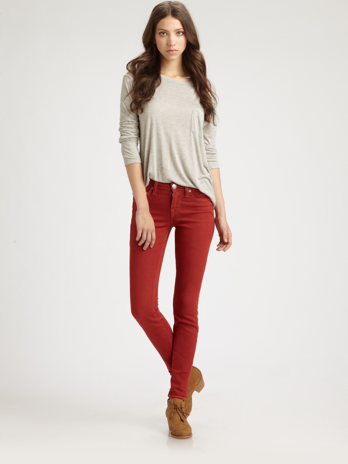 True religion Halle Skinny Jeans in Red | Lyst