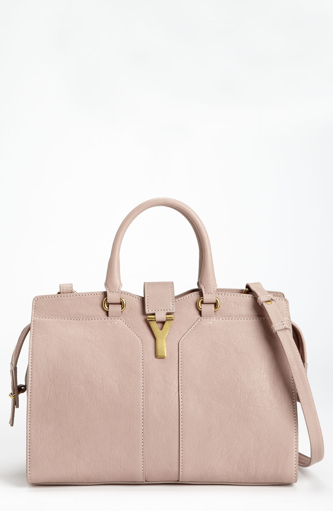 Saint laurent Cabas Chyc Mini Leather Satchel in Beige (dragee) | Lyst