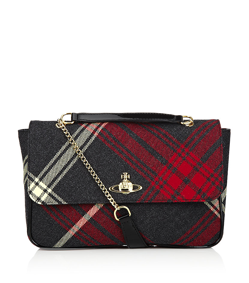 Vivienne westwood Winter Tartan Shoulder Bag in Black Lyst