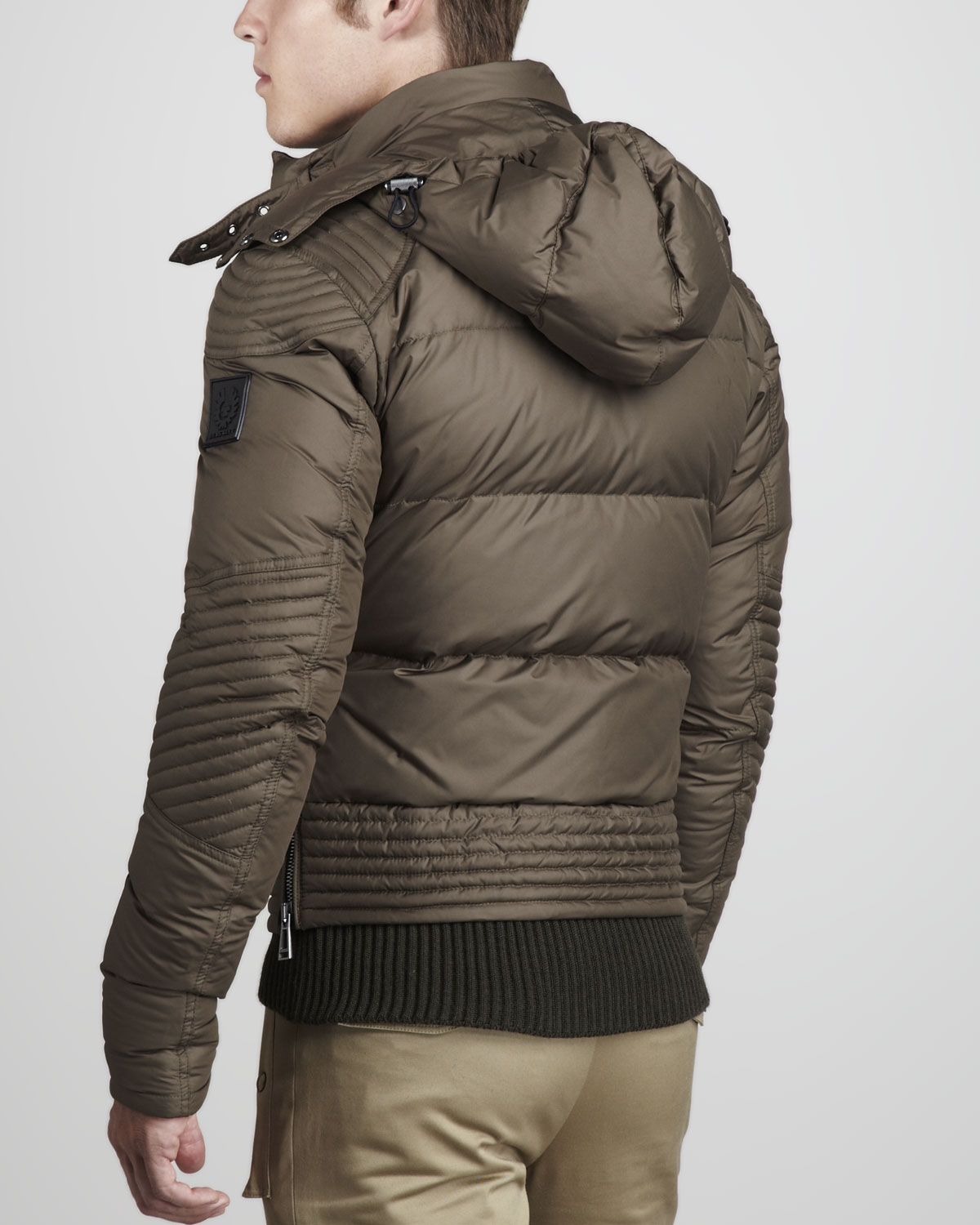 Belstaff Kaine Puffer Motorcycle Jacket in Brown for Men | Lyst