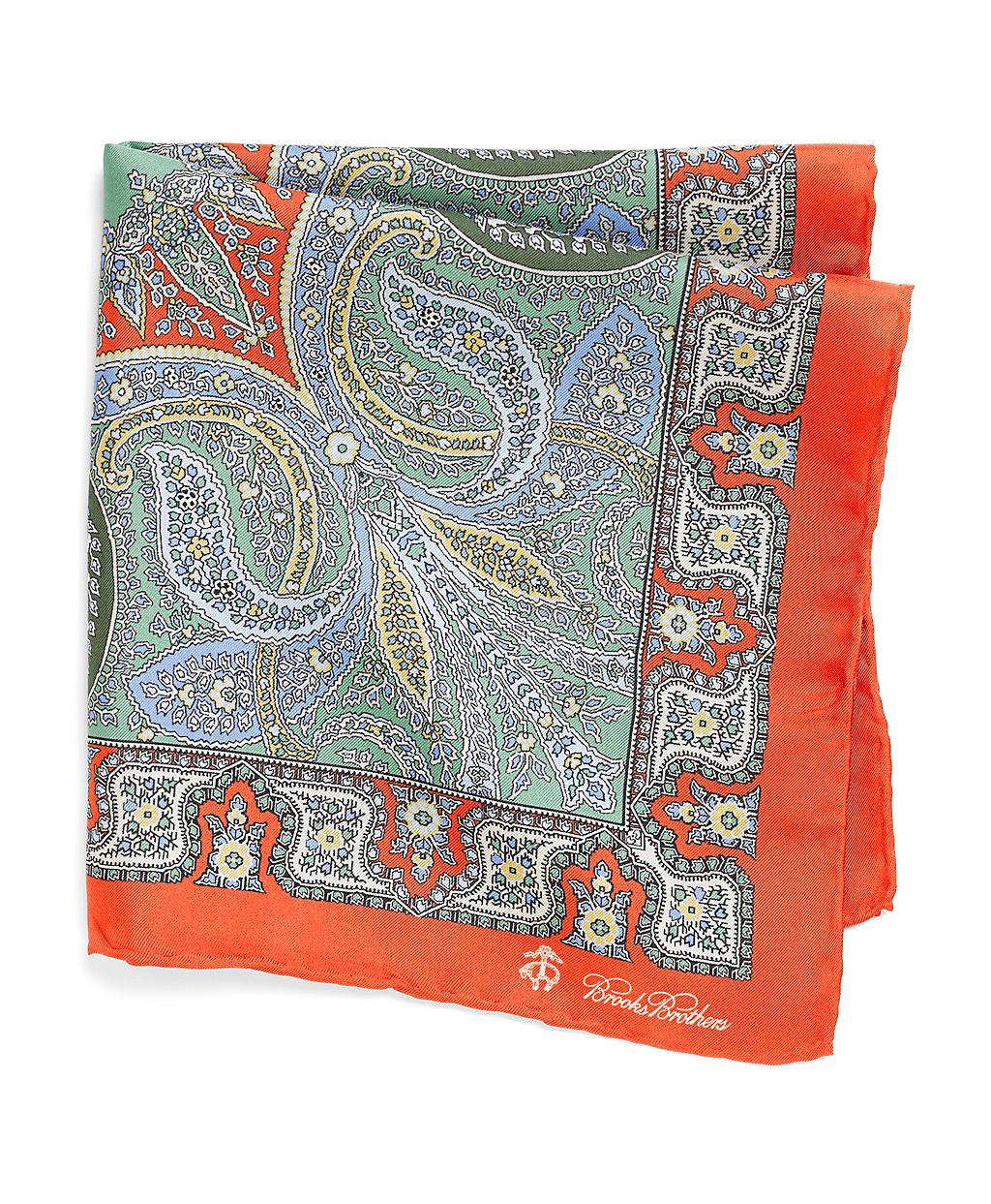 Brooks Brothers Paisley Pocket Square in Orange for Men | Lyst