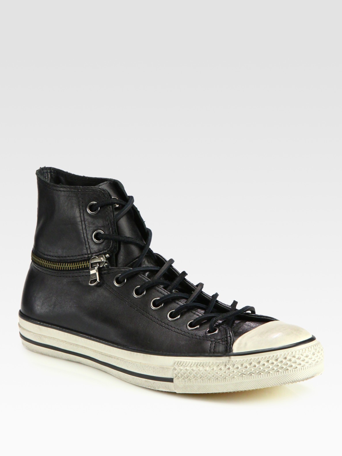 leather zipper converse