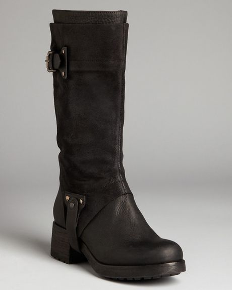 Vera Wang Lavender Flat Riding Boots Essie in Black (black leather) | Lyst